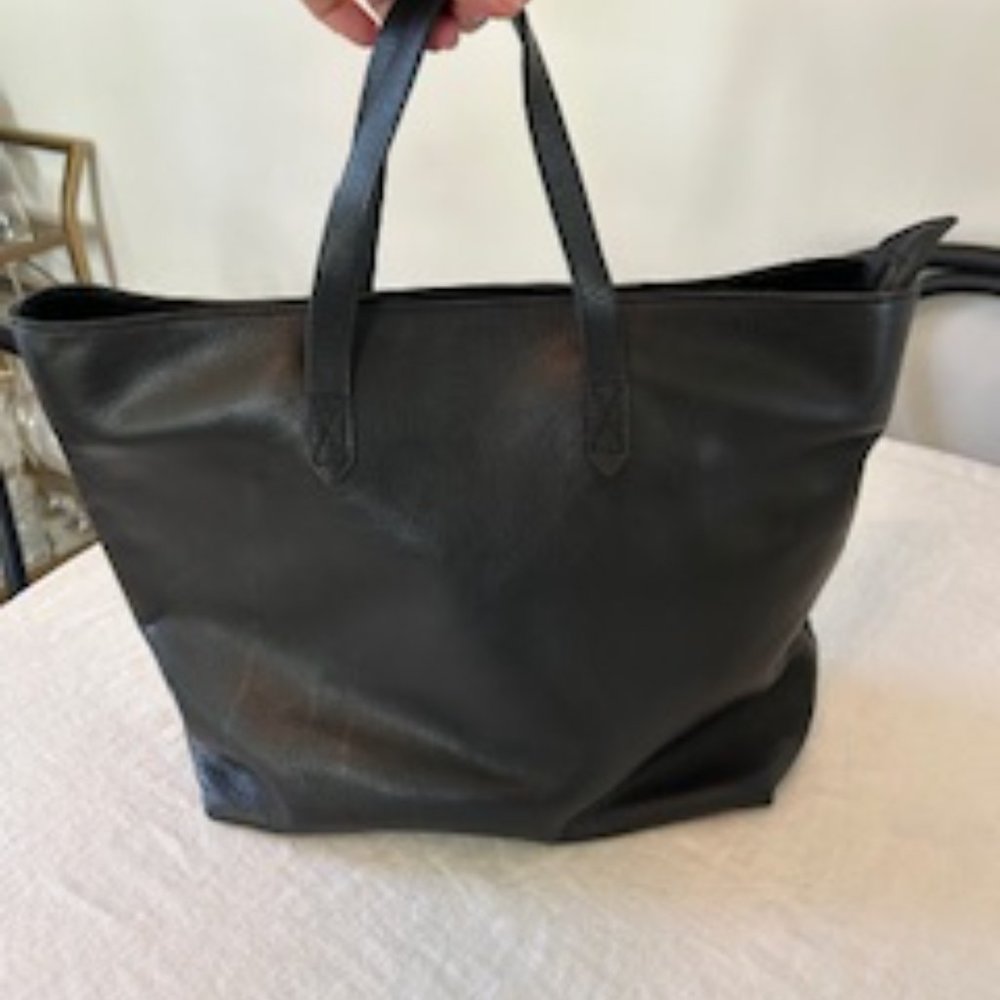 Madewell Black Leather Tote Bag